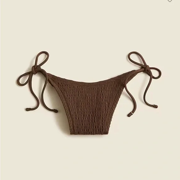 NWT J.Crew Smocked String Bikini Bottoms Brown Size Small - Picture 2 of 7